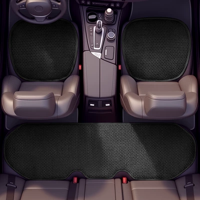 Cushion Three-Piece Set Sandwich Breathable – Seat cushion, seat cover - black-suit-26032119