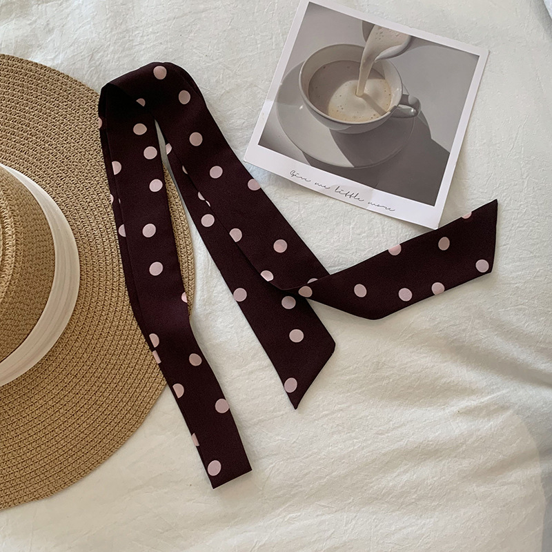 Pequeña bufandas de seda de punto de onda femenina coreana versátil inns delgada larga bufandas de esquina aguda se puede agarrar una camisa de cinta flotante