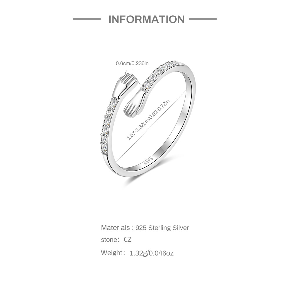 4g Weight Zircon Inlay Material Open Rings Classification Adjustable Ring Size 1 Piece Quantity Daily Occasion 925 Sterling Silver Material Geometric Pattern Women's Gender Plating, Inlay Design Simple Style Style 925 Sterling Silver Zircon Geometric Open Rings 14