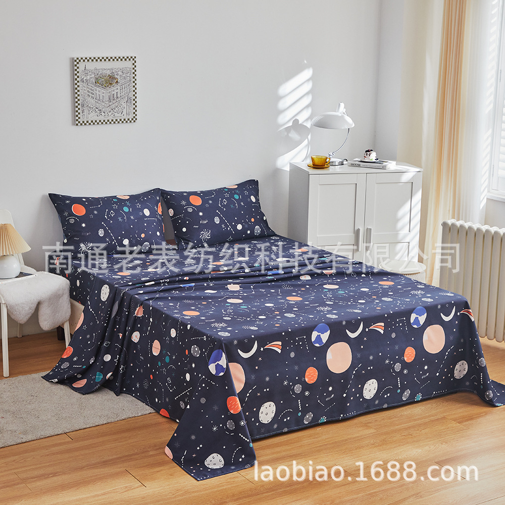 跨境货源美国英国尺寸亚马逊速卖通印花夜光系列床单床笠床罩套件