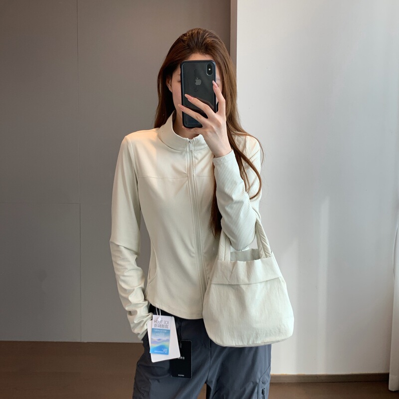 Cool and Breathable Upf50+ High Sun Protection Vertical Stripe Ice Silk Short Stand-Collar Waist-Cinching Sports Jacket Cool and Breathable Upf50+ High Sun Protection Vertical Stripe Ice Silk Short Stand-Collar Waist-Cinching Sports Jacket