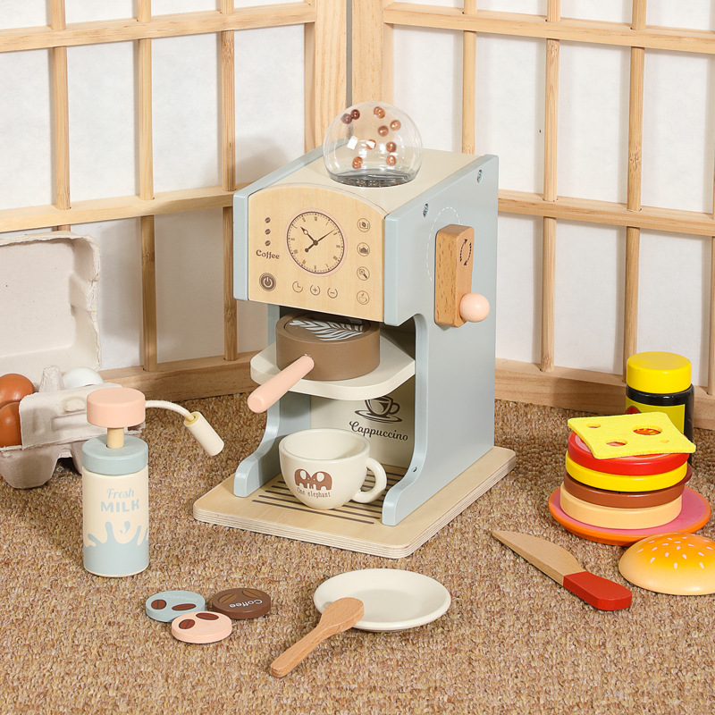 Nuevos juguetes de la tienda de desayuno para niños, niños y niñas, juguetes de cocina, simulación de juguetes de máquina de café azul