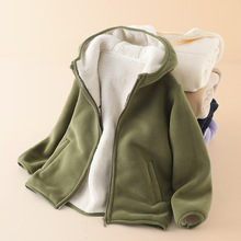 男童摇粒绒外套加厚秋冬连帽儿童抓绒保暖卫衣上衣中大童棉服亲子