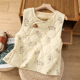 实拍新中式国风刺绣花大衣内搭羽绒马甲修身背心内胆轻薄外套