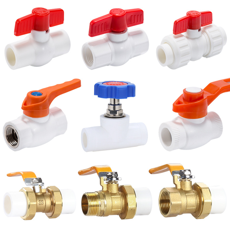 Accesorios de tubería de agua ppr conector de tubería de agua ppr válvula de accesorio de tubería de agua todo el interruptor de válvula de bola de plástico válvula ppr