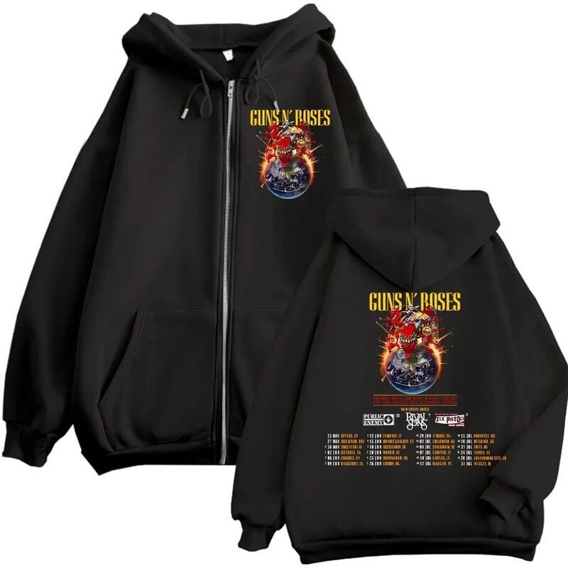 Rock Band Guns N' Roses Tour 2025 Zip-Up Sweatshirt Punk Hip-Hop Retro Zip-Up Pullover for Men and Women Rock Band Guns N' Roses Tour 2025 Zip-Up Sweatshirt Punk Hip-Hop Retro Zip-Up Pullover for Men and Women