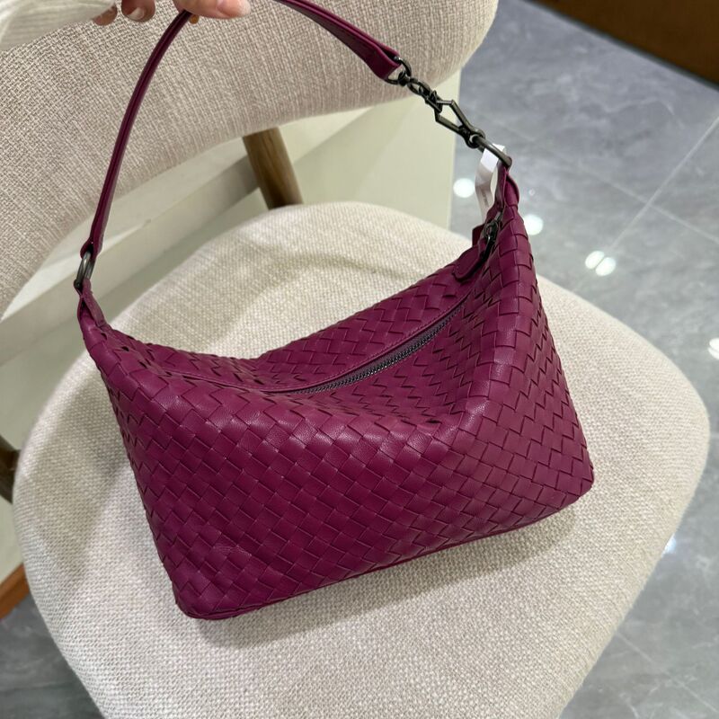 MCBV Genuine Leather Woven Underarm Bag Dog Walking Bag Shoulder Crossbody Bag Fashionable Crescent Bag Portable Large Capacity Women's Trendy Bag