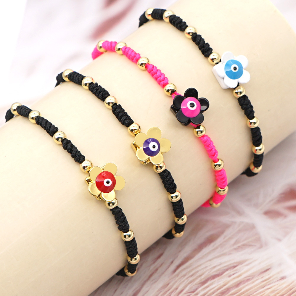 3g Weight No Inlaid Inlay Material Bracelets Classification rope Chain Material Cord In Chain Chain Type Anniversary, Business, Travel Occasion Alloy Material Geometric Pattern Women'S Gender Fashion Style Beaded, Handmade Craft Simple Fashion Zinc Alloy Enamel Daisy Flower Bracelet 无