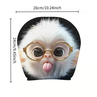 car pillowcases based on your own — Universal seat cover - cute-pet-with-tongue-out-and-glasses-on-double-sided-printing-1-piece