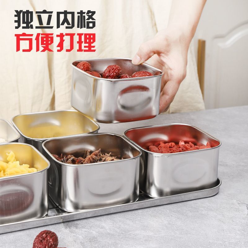 ステンレス製業務用マルチグリッド調味料ボックス 8グリッド調味料ボックス 6グリッド調味料ボックス スタンド用小物ボックス サンプルボックス タレ付き蓋|undefined