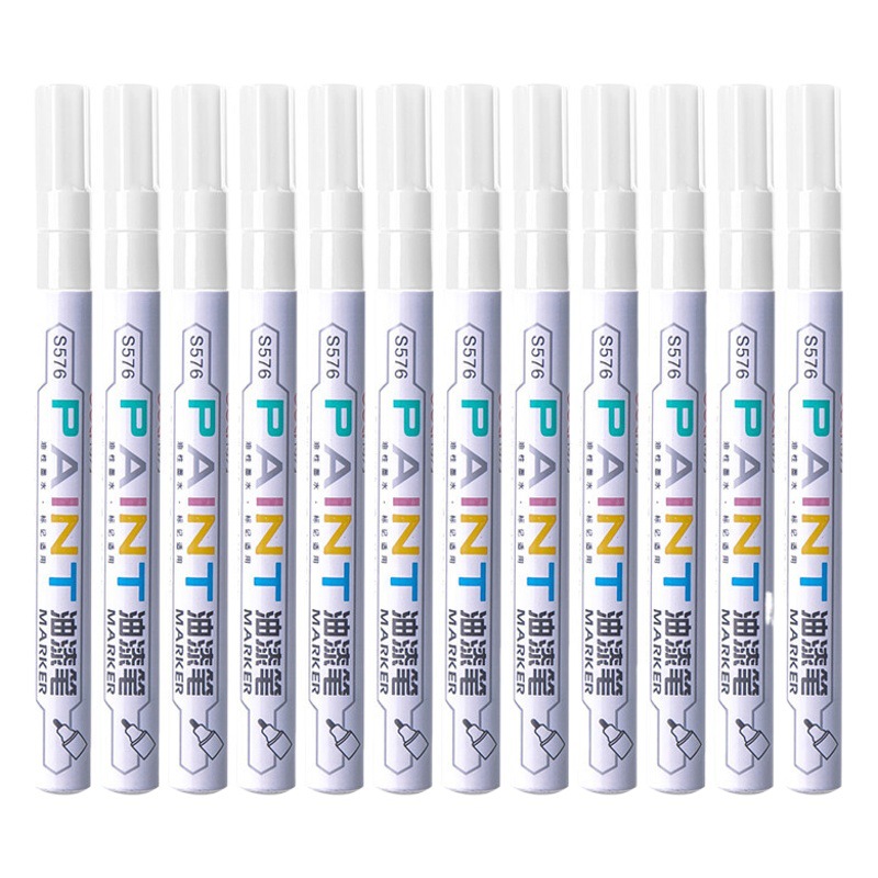 Deli S576 Paint Pen White Thin Rod Paint Pen 1.5 Paint Pen No Fading No Fading Waterproof