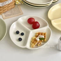 Creative plate ceramic plate for one person, three-compartment plate, high-end household quantitative plate