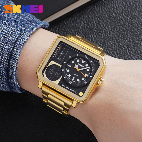 Shimei Large Steel Strap Dual Time Electronic Watch Multifunctional Sports Trendy Fashionista's Versatile Watch Dropshipping