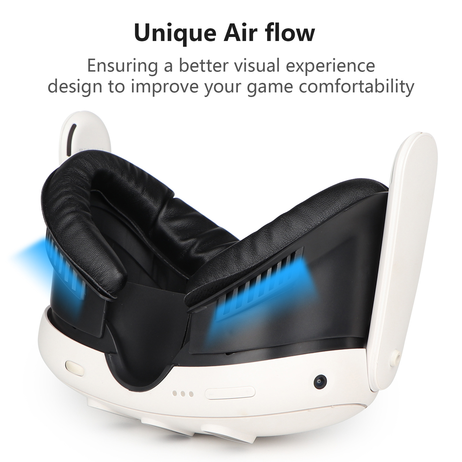 The widened mask replacement stand for Meta Quest 3 can be worn with a silicone mask for a more skin-friendly look Item Picture