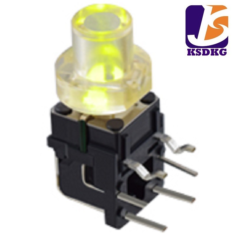 黄灯轻触开关卧式 侧按式带灯按键开关 透明帽LED照明开关侧压