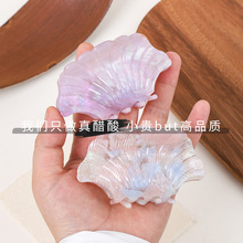 中号8.5cm秋冬咖色醋酸银杏叶扇形发夹刘海碎发夹可爱粉蓝碎格夹