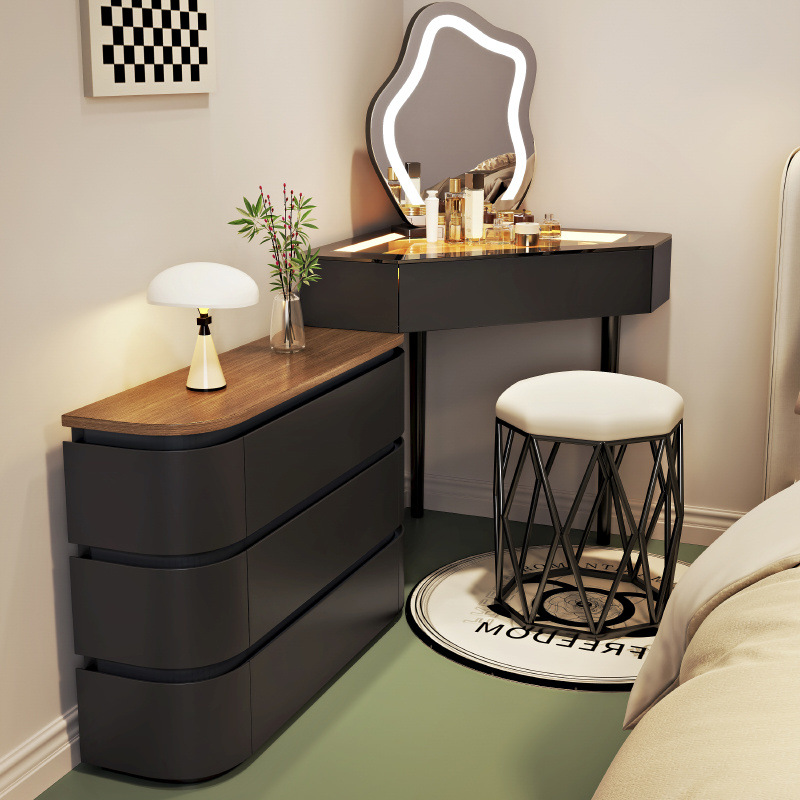 블랙 80cm 화장대 + 수납장 + 화장 거울 + 새 둥지 스툴 ♜⚑