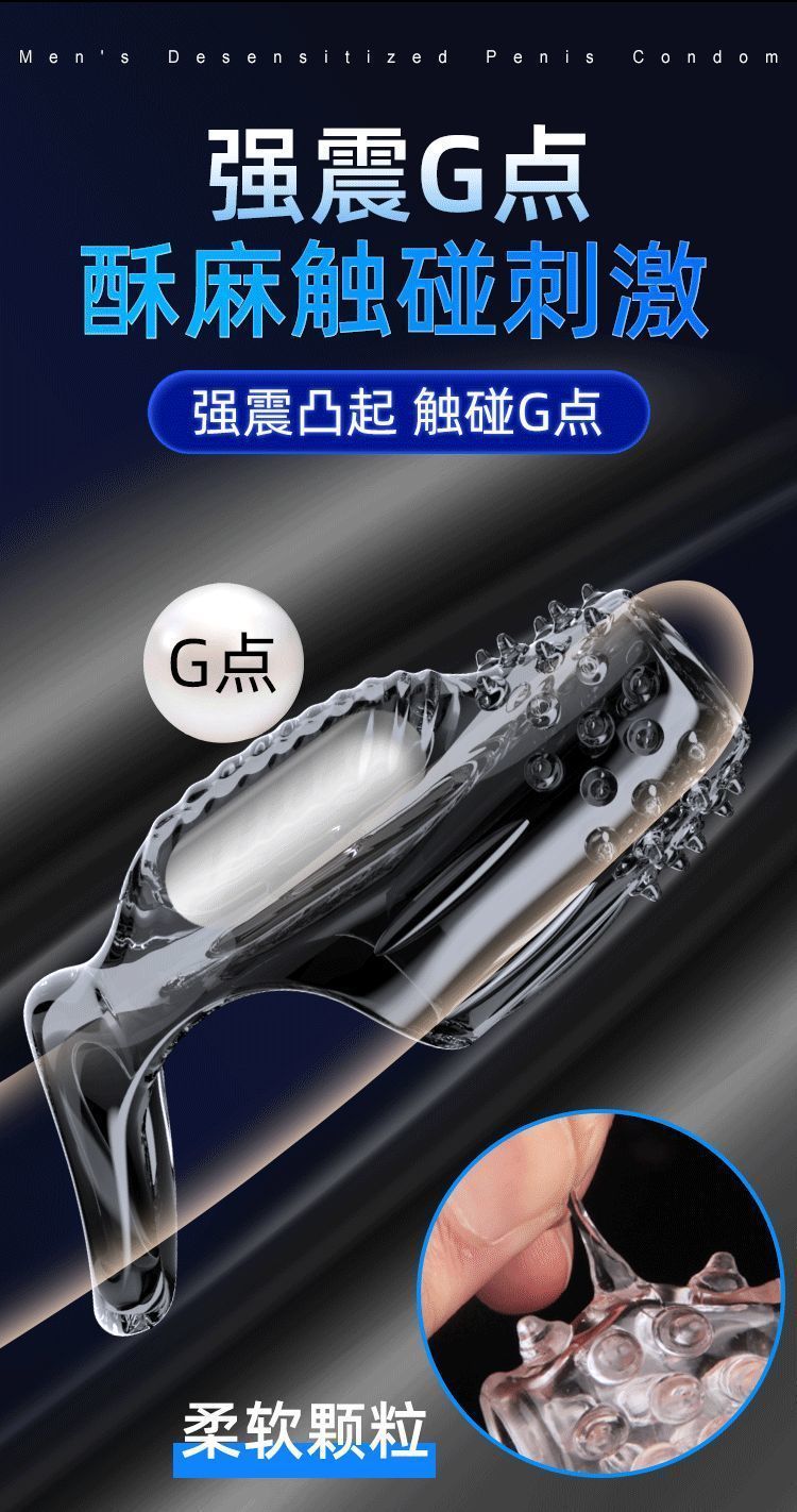 Textured Vibrating Penis Sleeve, Closed-Tip TPE Extender with G-Spot Ridges — detail image 5