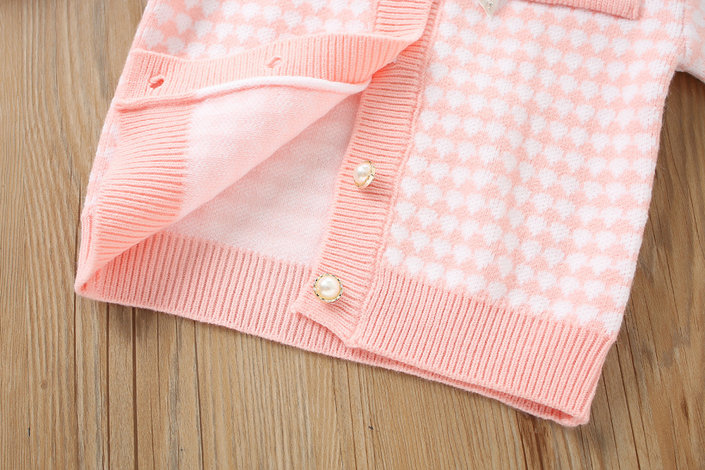 Maglione da ragazza 2023 Autunno / Inverno Nuova edizione coreana occidentale Little Fragrance Baby lavorato a maglia scozzese Top a due pezzi_voghion.com