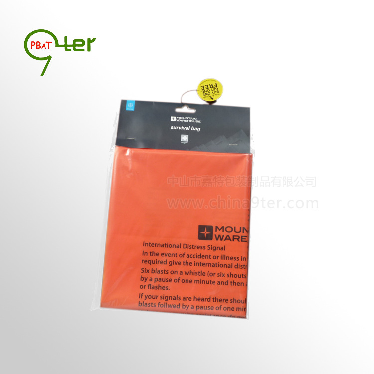 出口现货 塑料救生袋  桔色野营防水袋 超大号PE袋，带纸卡单个装
