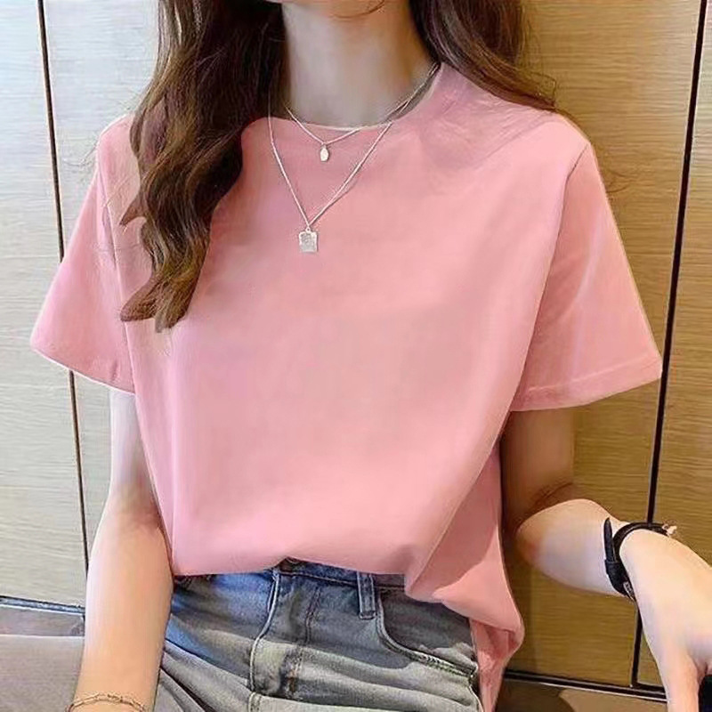 宽松纯棉短袖t恤女士夏装新款漂亮上衣设计感印花半袖女圆领夏季|undefined