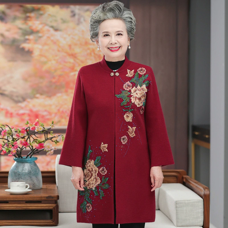 Свадебная мама Осенний трикотажный кардиган праздничная пожилая одежда свадебное платье бабушка весна и осень пальто длинные