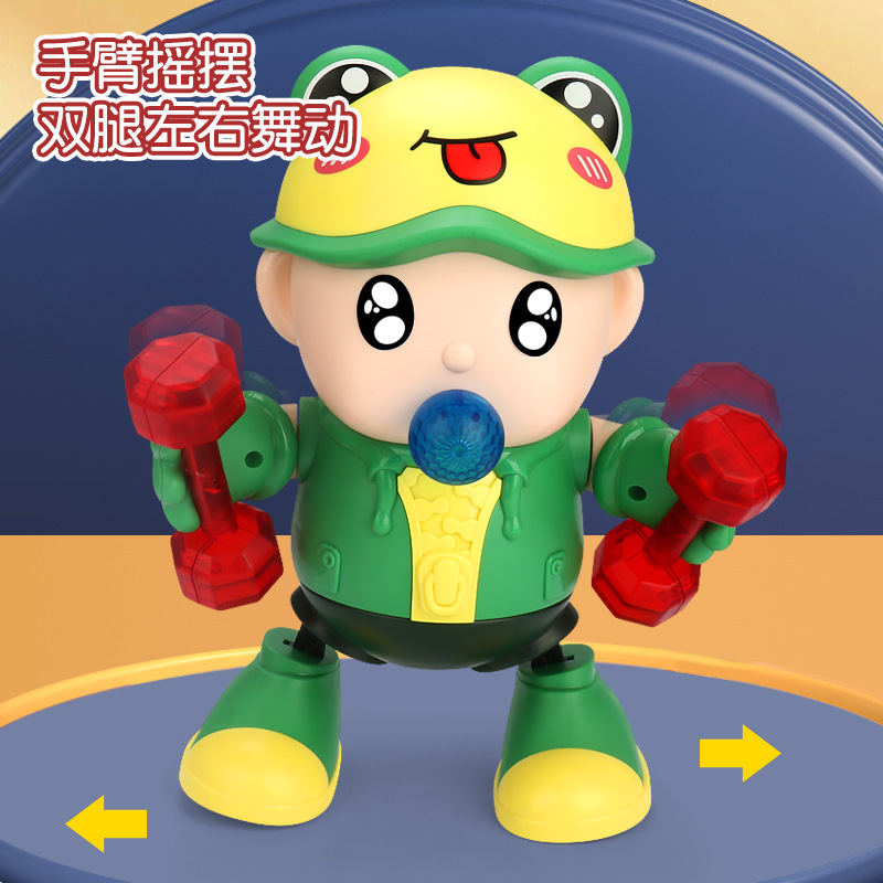 Oso de fresa baile eléctrico música luz columpio baile dibujos animados animal fitness experto muñeca eléctrica