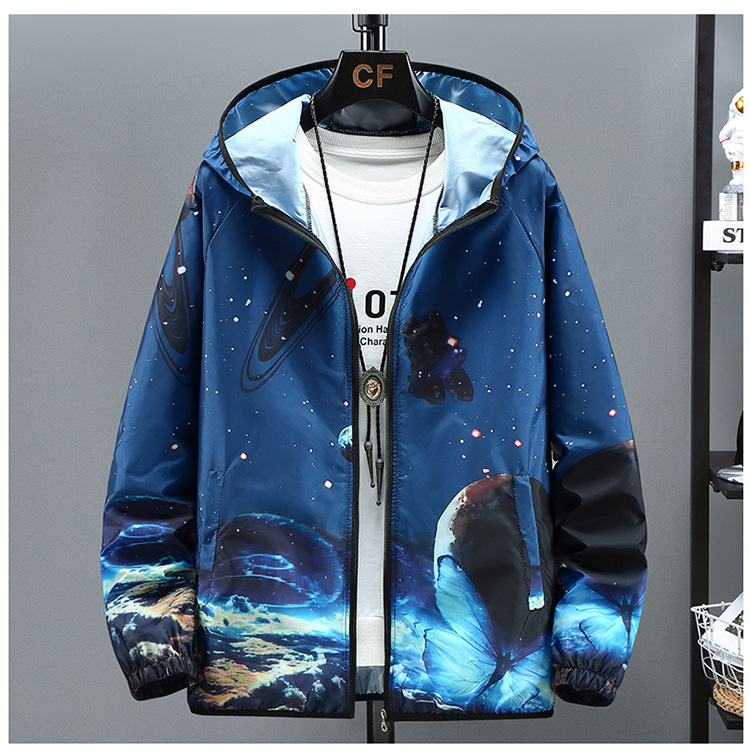 Summer new 2024 trend thin breathable sunscreen clothes for men gradual starry sky plus size skin coat