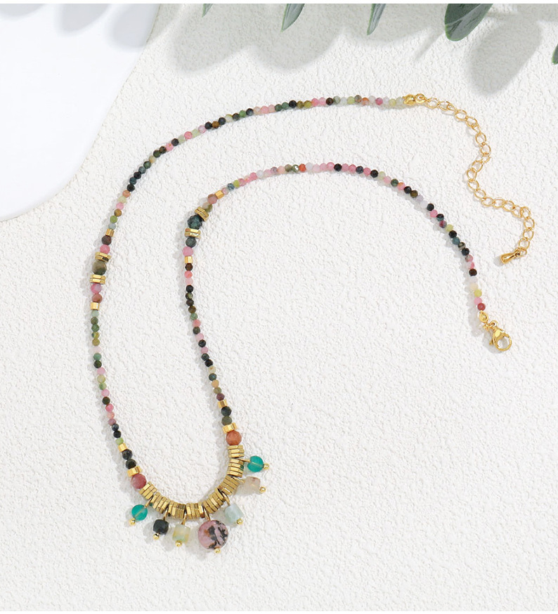 Vacation Colorful Stainless Steel Artificial Crystal Natural Stone Beaded Women's Necklace display picture 1