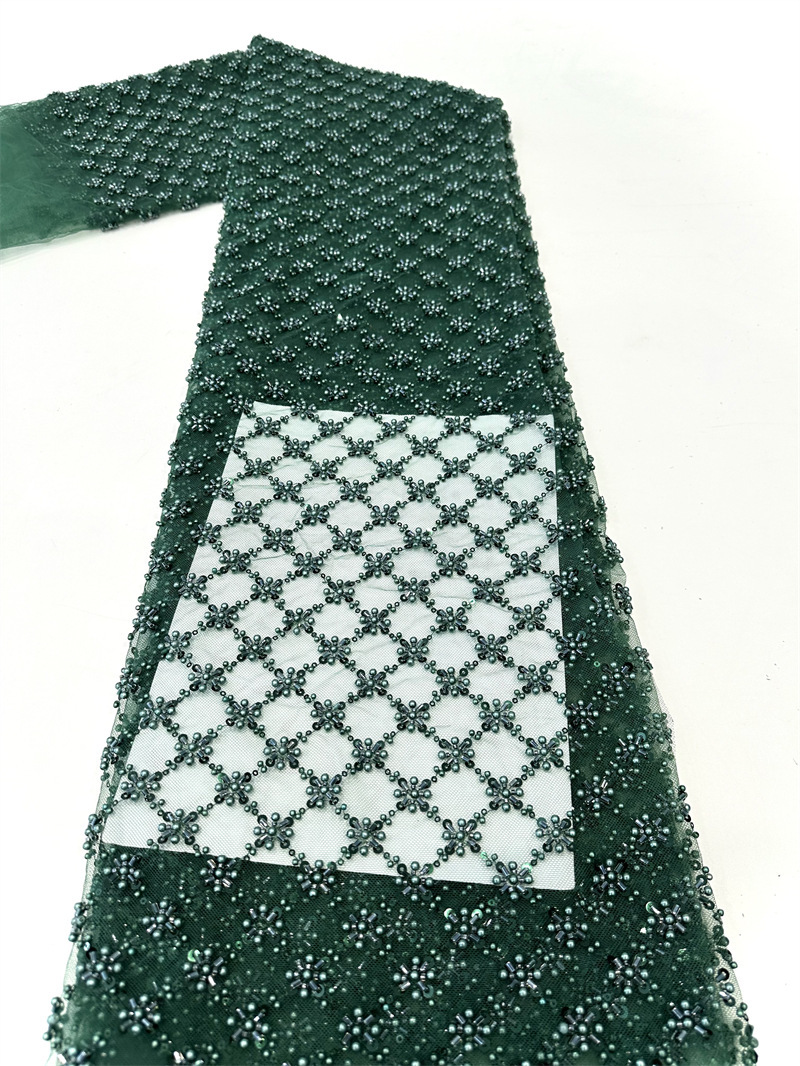 Moda espectáculo de escenario vestido de cena tela bolsas tela cuentas cuadrícula arroz bordado tela de sequilla