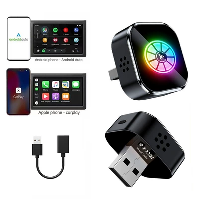 Cross-Border Popular Car-Machine Connectivity Carplay Box Wired to Wireless Carplay Adapter for Android Auto (Simsiz CarPlay və Android Auto) - k18-metal-black-colorful-label-adapter