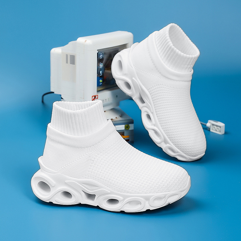 Transfronterizos niños zapatos deportivos de tela de vuelo primavera y verano nuevos niños y niñas malla transpirable ligera universal zapatos de calzado de tela de un pie