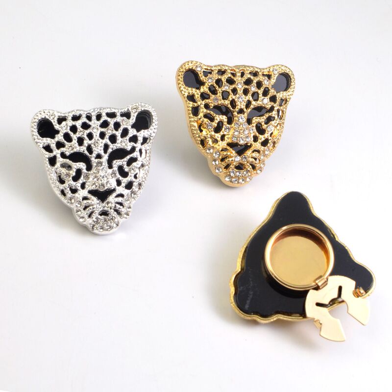 Button Cover Leopard Head Rhinestone Shirt Cufflink Button Cover Flower Collar Button Diamond Buckle Button Cover