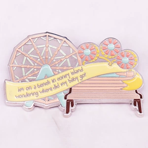 Amusement Park Ferris Wheel Brooch Decoration Enamel Alloy Painted Double Buckle Decorative Badge