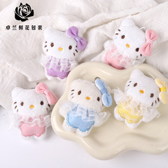 卓兰2025七夕情人节新款hello kitty猫卡通玩偶花束包装配饰材料