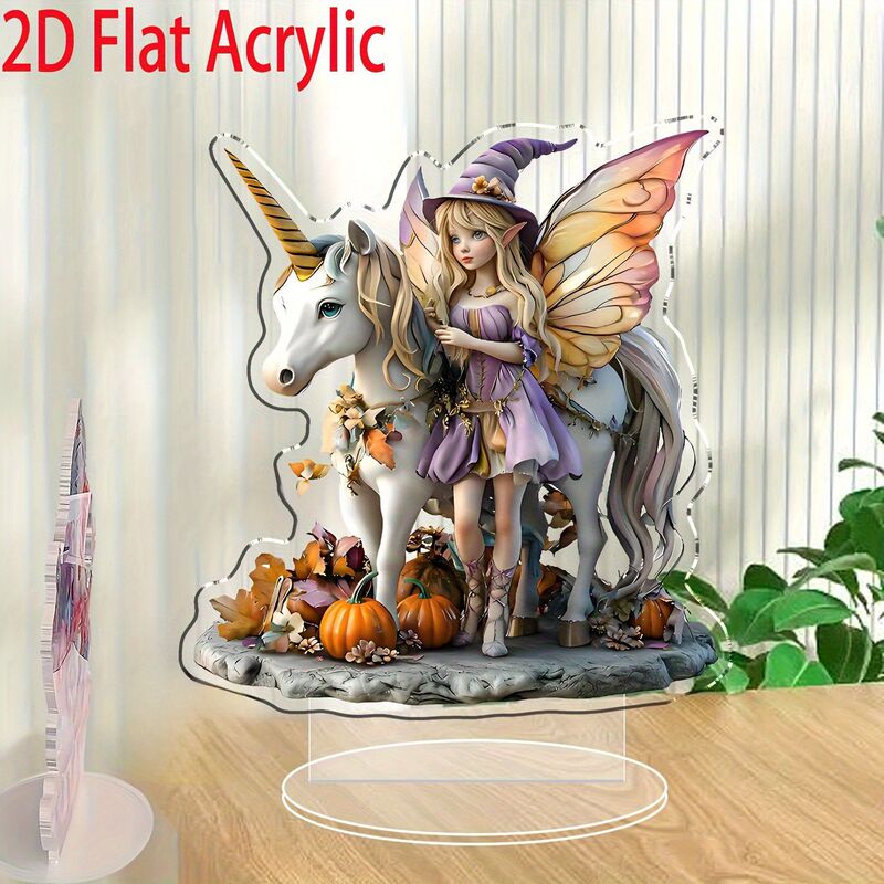 跨境新品独角兽白马和仙子2D亚克力平面立牌家居桌面装饰礼物摆件|undefined