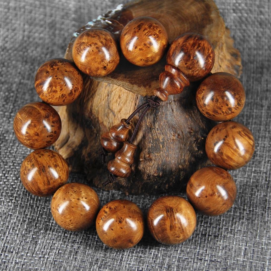 麻梨疙瘩木佛珠手串 满花老料非紫檀崖柏黄麻利老人礼品木手串