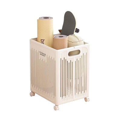 瑜伽垫收纳筐带轮家用整理神器球类羽毛球拍收纳篮健身器材置物架