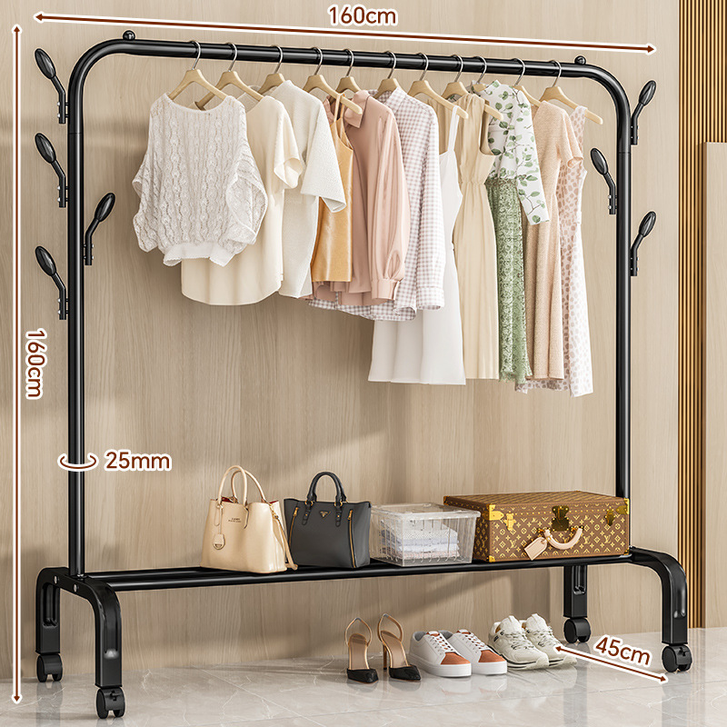130cm 블랙 + 후크 7개 + 수납망