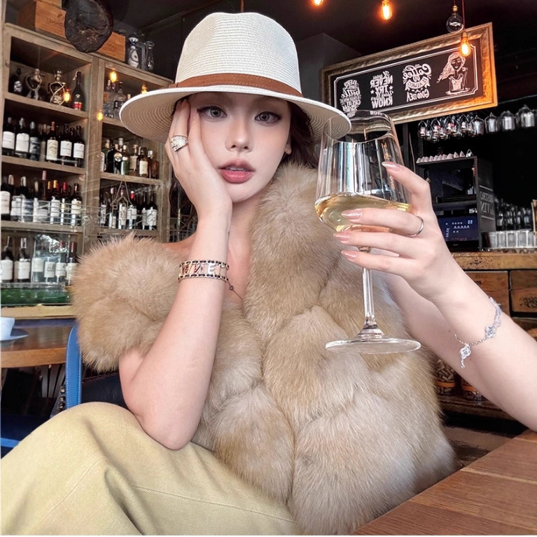 【月光奶狐】 整皮狐狸背毛皮草马甲外套女拼接工艺时尚皮草背心