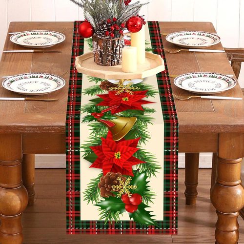 Christmas Grand Flower Bell Series Table Flag Restaurant Atmosphere Party Table Decoration Christmas Table Flag Decoration Indoor Tablecloth