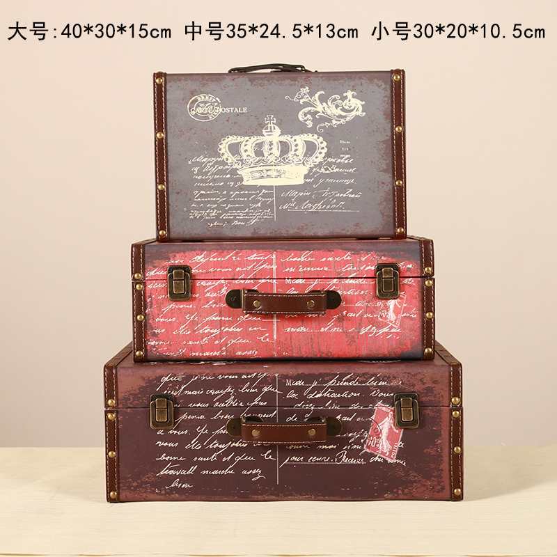 ↵↵↵짙은 카키색 가죽 왕관 우드 박스