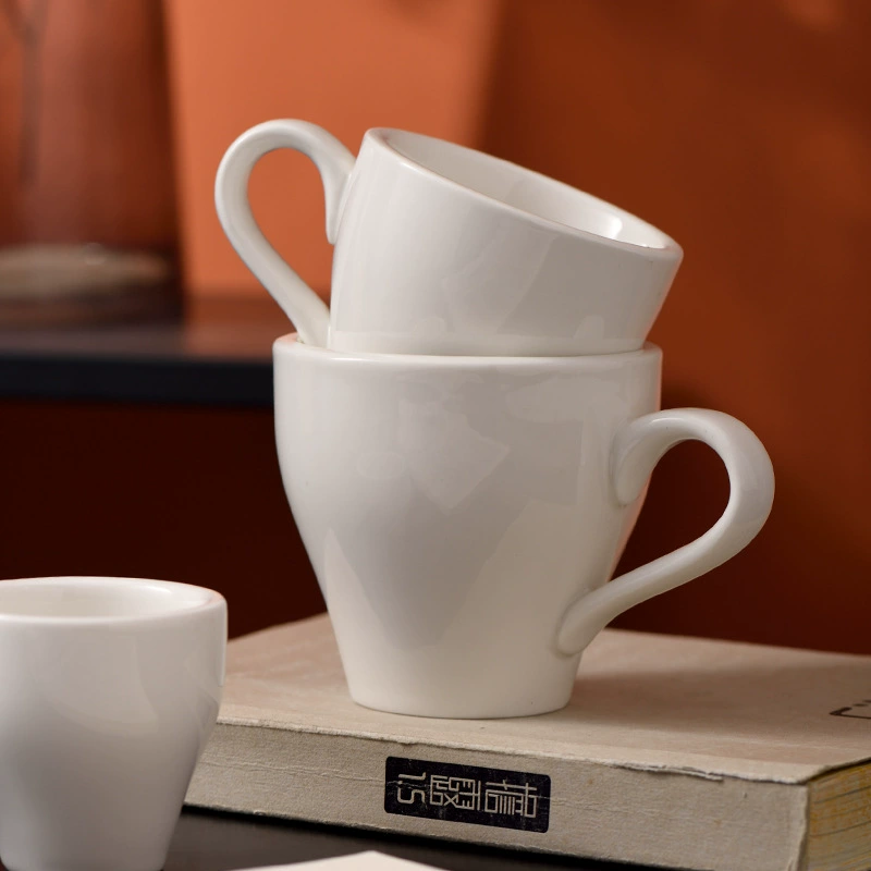 Простой толстый эспрессо cup, коммерческая французская белая керамическая маленькая кофейная чашка, бытовая молочная чашка