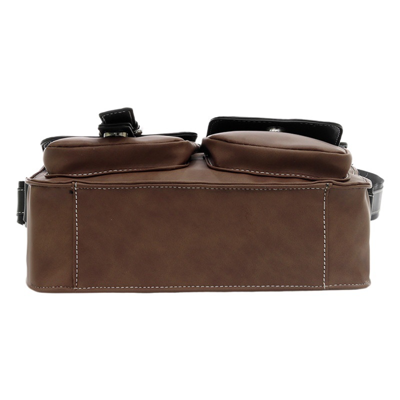 2023 New Men's Frosted Leather Shoulder Multi-Pocket Business Small Satchel Messenger Bag Casual Vintage Crossbody Bag