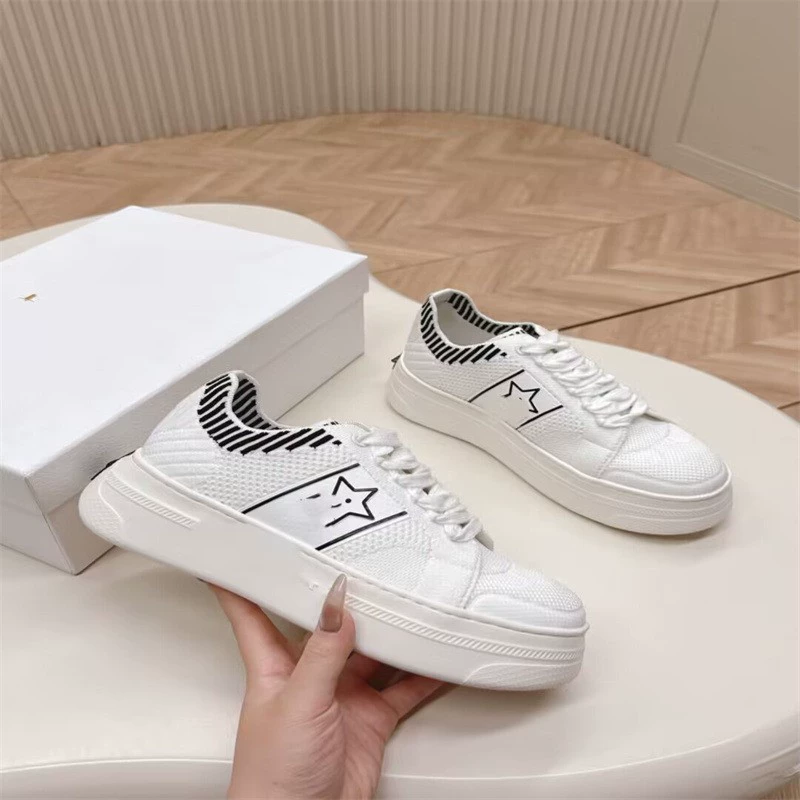 Кроссовки D-бренда, белые, на толстой подошве, новые, 2025 года, платформа, повседневные, на шнурках, дышащие, универсальные, для внешней торговли.