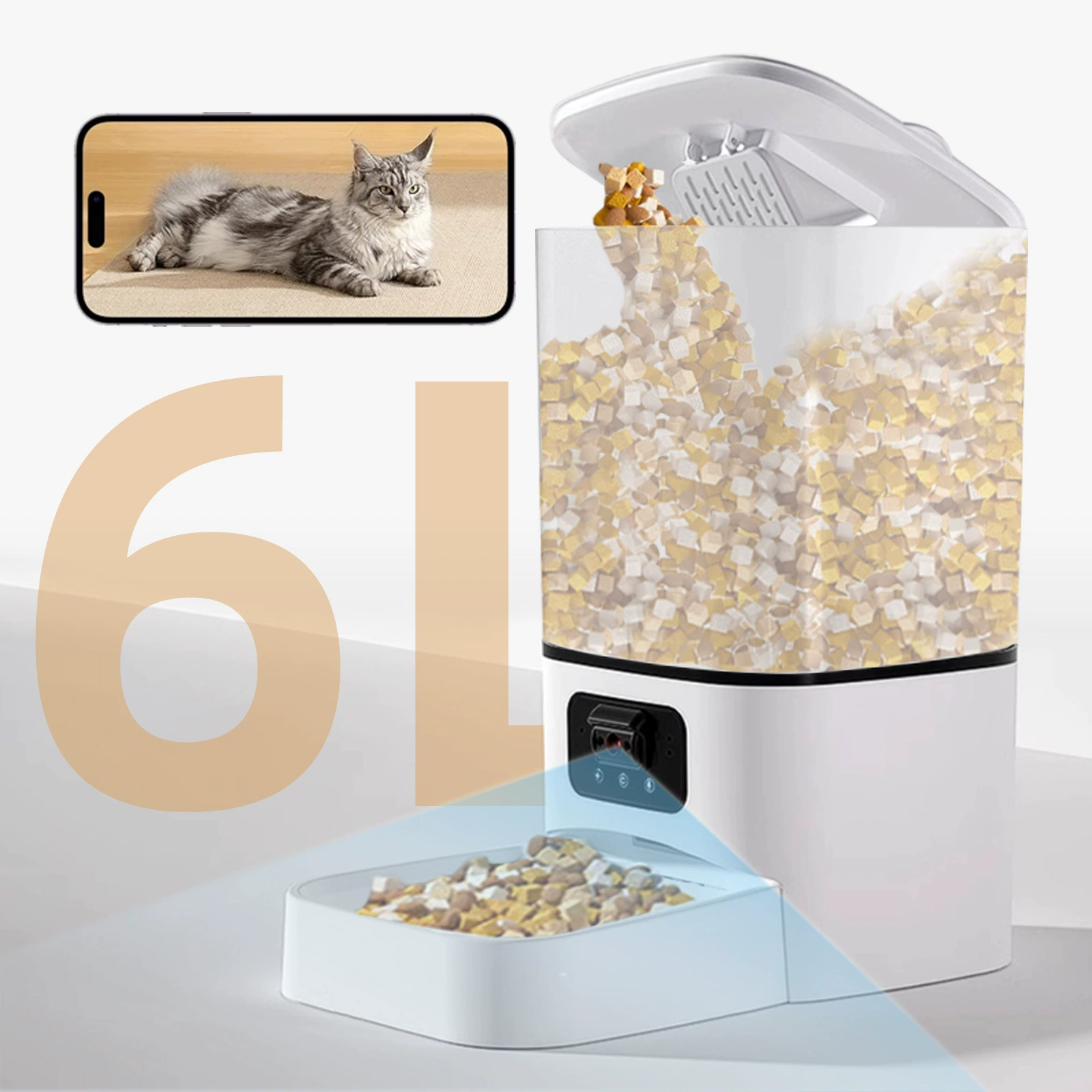 Трансграничный 6L питомцы Автоматическая кормушка регулируемая камера ночного видения кормушка для кошек корм для кошек