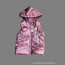 跨境外贸童装欧美原单ANDY&EV*秋冬款连帽马甲加厚女中小童