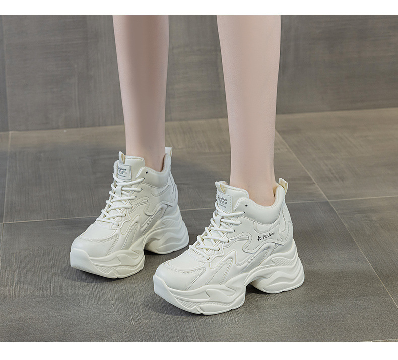 Giày sneaker nữ đế dày tăng chiều cao phong cách thể thao — Đen lót lông 5351-1, Đen lót đơn 5353, Be lót lông 5351-1, Be lót đơn 5351 chi tiết 11