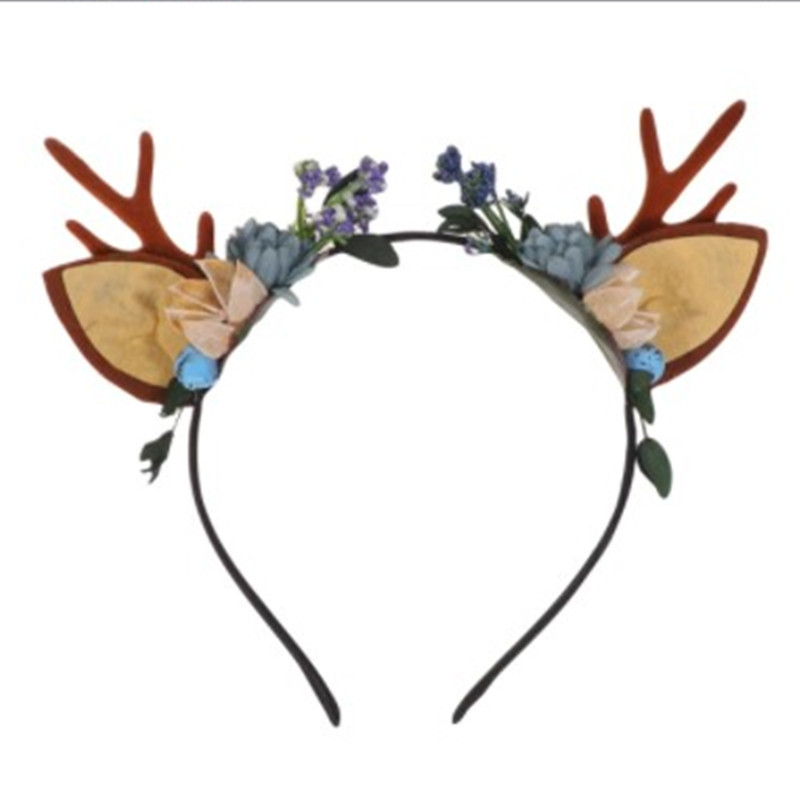 Navidad tocado diadema Nueva simulación Antler diadema Navidad diadema niños flor tocado DIY Navidad tocado