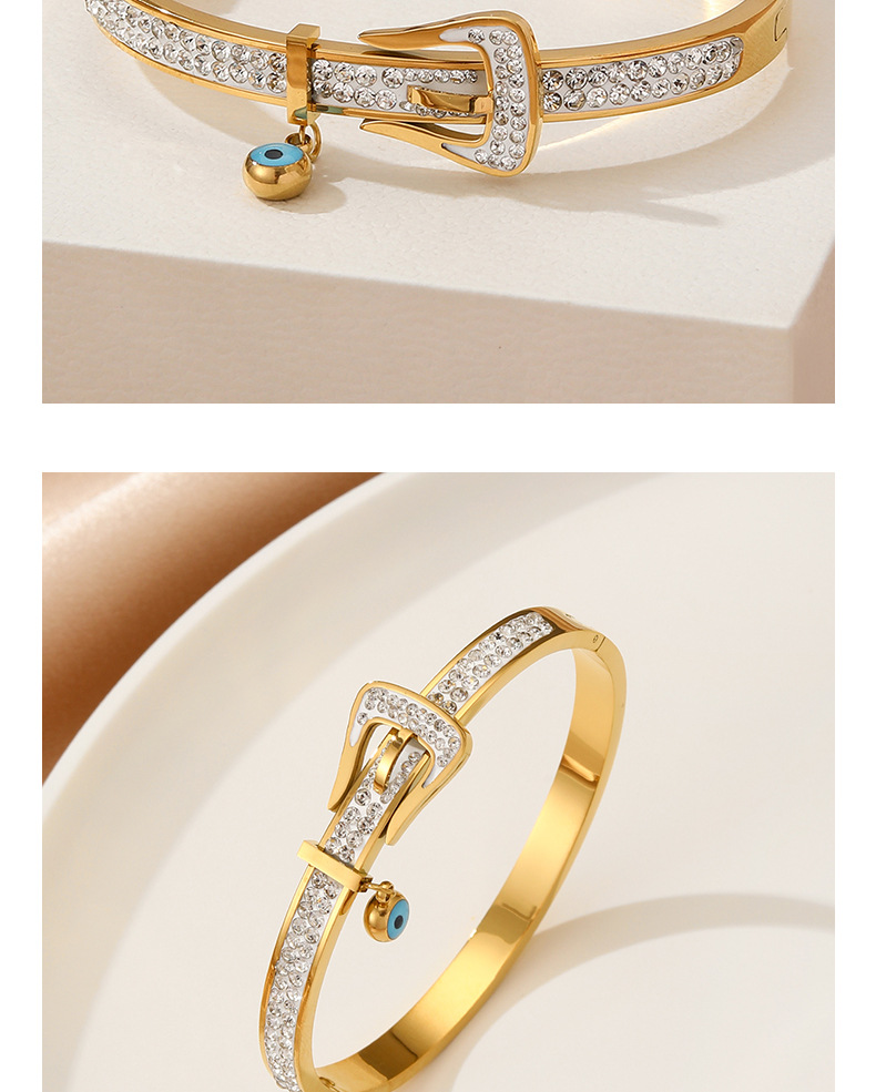 Banquet, Daily Occasion Copper Material Real Gold Plated Devil's Eye Titanium Steel Retro Waterproof Non Tarnish Titanium Steel Bangle